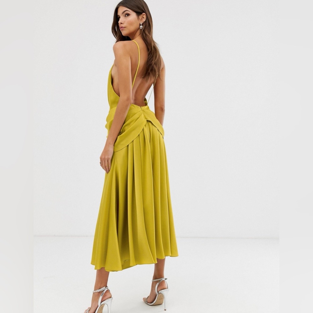 ASOS DESIGN plunge strappy midi dress with tie front - Picture 4 of 9